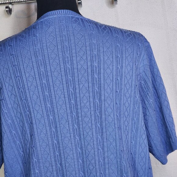 Alfred Dunner Periwinkle Blue SS Acrylic CrewNeck Cable Knit Sweater Blouse Sz L - Picture 13 of 16